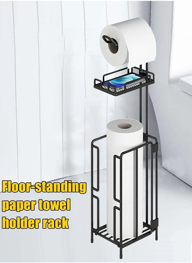 Generic - Toilet Paper Holder Stand Tissue Paper Roll Dispenser with Shelf for Bathroom Storage Holds Reserve Mega Rolls Bathroom Freestanding Toilet Tissue Storage - Image 1