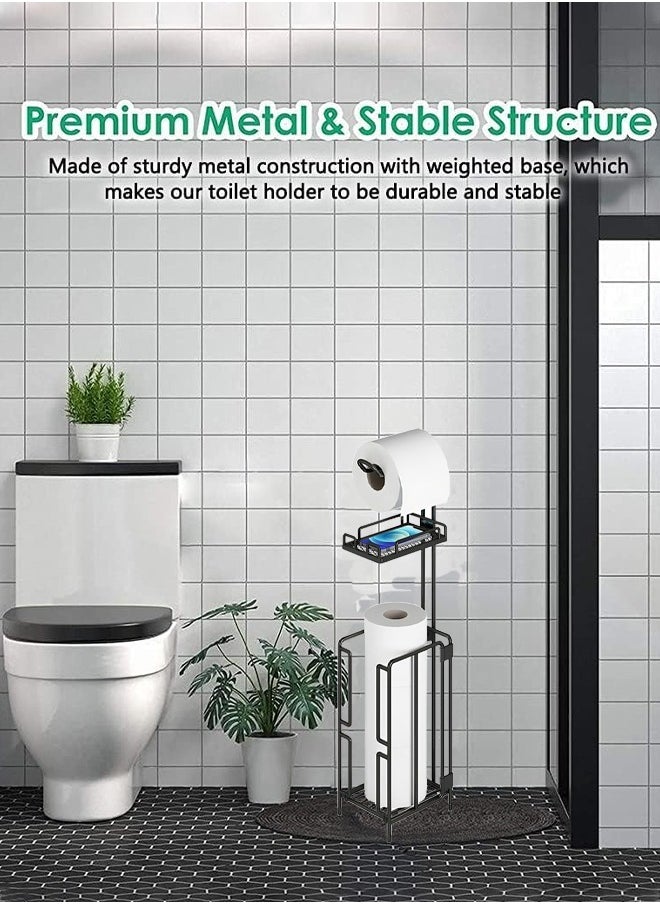 Generic - Toilet Paper Holder Stand Tissue Paper Roll Dispenser with Shelf for Bathroom Storage Holds Reserve Mega Rolls Bathroom Freestanding Toilet Tissue Storage - Image 1