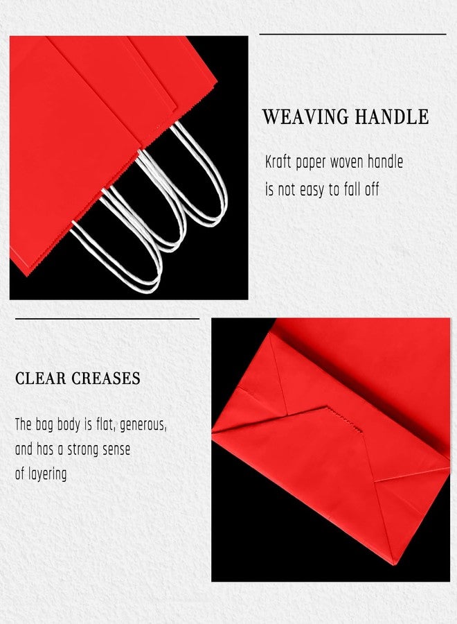 Bakepacker 24Pcs Paper Gift Bag with Handles Bulk Red Paper Bags Multiple Uses (8.3"x6"x3.15", Small Size) - Image 3