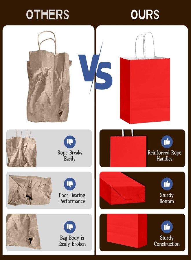 Bakepacker 24Pcs Paper Gift Bag with Handles Bulk Red Paper Bags Multiple Uses (8.3"x6"x3.15", Small Size) - Image 4