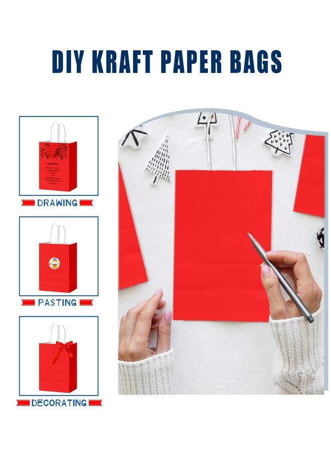 Bakepacker 24Pcs Paper Gift Bag with Handles Bulk Red Paper Bags Multiple Uses (8.3"x6"x3.15", Small Size) - Image 2
