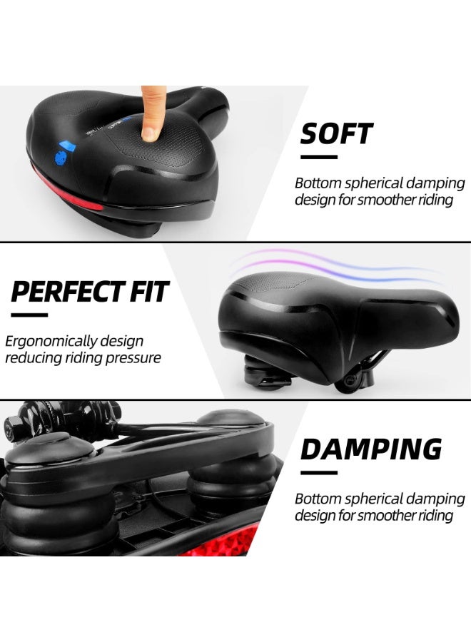 Chabeia Bike Seat Cushion Waterproof Comfort Soft Bicycle Seats Wide Memory Foam Padded E-Bike Saddle for Men Women Universal Mountain Road Bicycle Seat Cover-Blue - Image 4