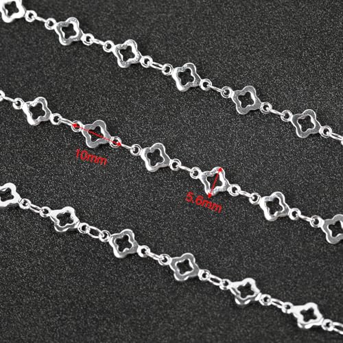 YOUBEIYEE 4 Yard Silver Plated Brass Chain for Jewelry Making Hollow Four Leaf Clover Necklace Bracelet for Women Jewelry Making Chains Bulk - Image 3