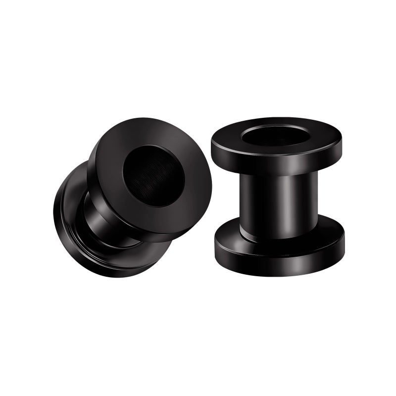 BIG GAUGES Pair of Screw 316L Surgical Steel 2gauges 6 mm Black Piercing Jewelry Earring Stretcher Plug Tunnel Lobe BG0121 - Image 1