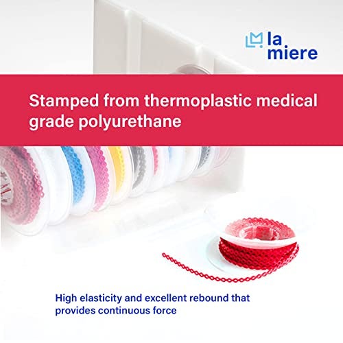 LA MIERE 1 Roll Orthodontic Rubber Chains, Braces Power Chains consisted force in closed, short, long 15'' spools (short, 0.136’’(3.3mm), Red) - Image 2