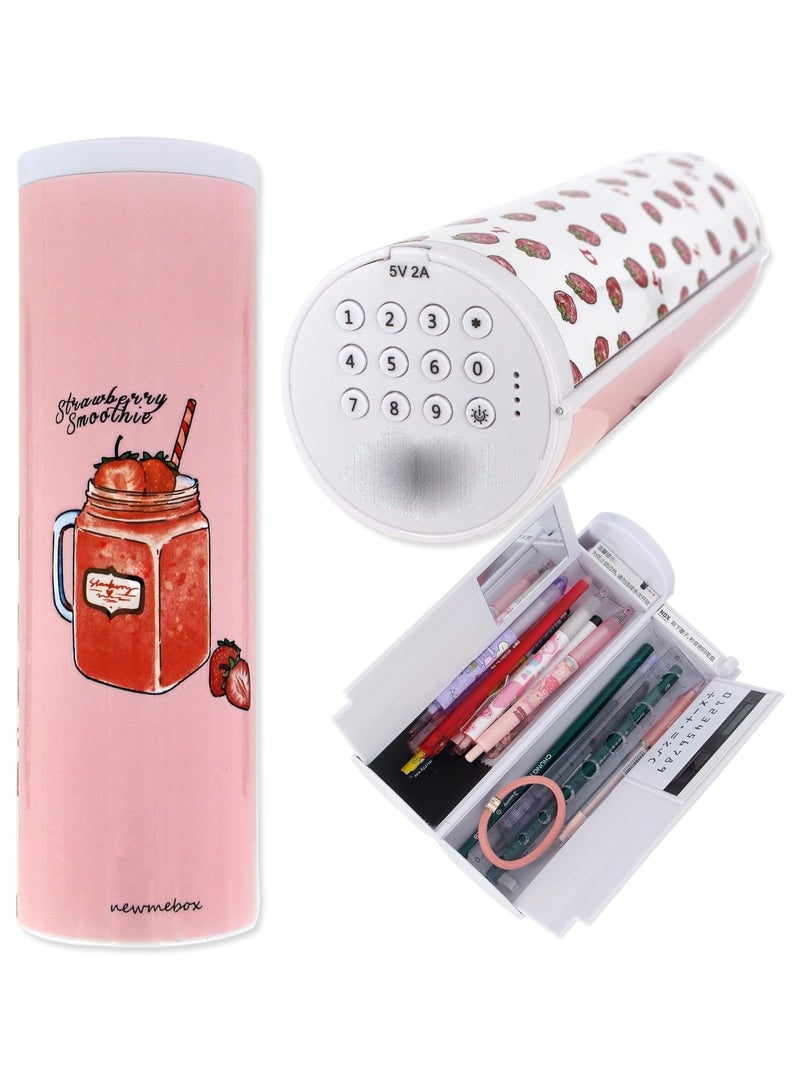 Loquat Lockable Pencil Case with Calculator, Vertical Cylindrical, Multifunctional Combination Locking Pencil Case, School Supplies - Image 1