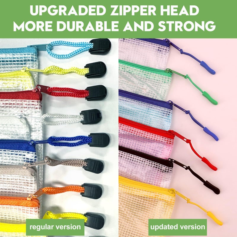 YOPCDJ 24pcs Mesh Zipper Pouch Bags A4 Zipper Bags for Classroom Organization, Waterproof Document Zipper Pouches for Cosmetics, Travel Storage File Bags for Office Supplie - Image 3