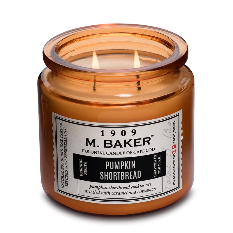 Colonial Candle Pumpkin Shortbread Scented Jar Candle 2Wick Natural Soy Blend Wax Candle for Home Relaxing Aromatherapy Candle Infused with Essential Oils M Baker Apothecary Glass Jar Candle