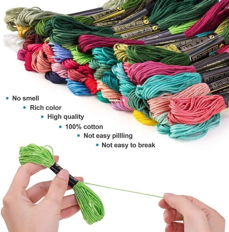 Gemsy Embroidery Materials Beginners Starter Kit Colour Threads Bamboo Hoops Embroidery Beginner Supplies Tool Kit DIY Art Kit NoCx0207 - Image 5