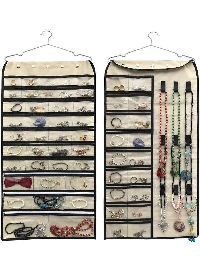 BB Brotrade Hanging Jewelry OrganizerAccessories Organizer56 Pocket Organizer for Holding Jewelries Beige56 Pockets - Image 4