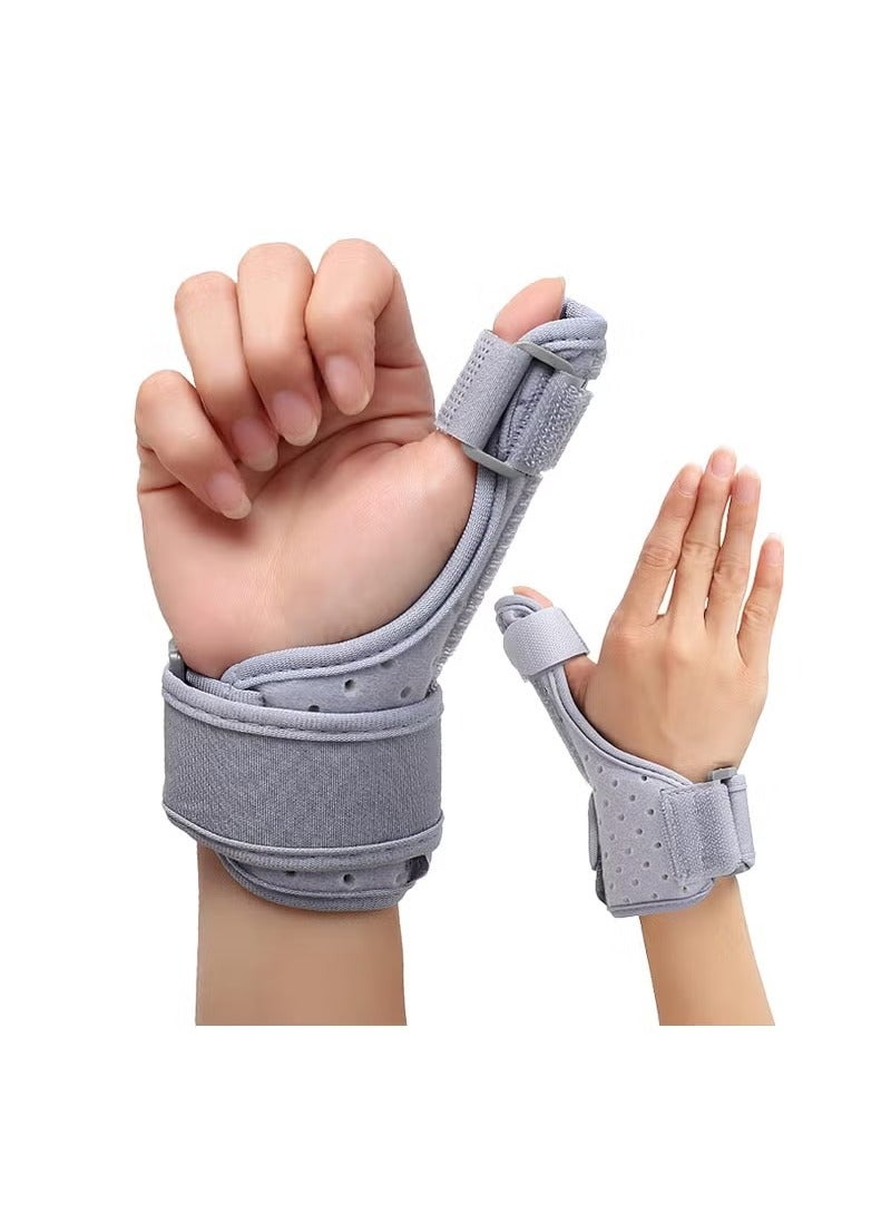 Reversible Thumb and Wrist Brace for Both Hands Comfortable Spica Support Splint for Sprains Arthritis BlackBerry Thumb Lightweight and Breathable Unisex Gray 1 Pack - Image 1