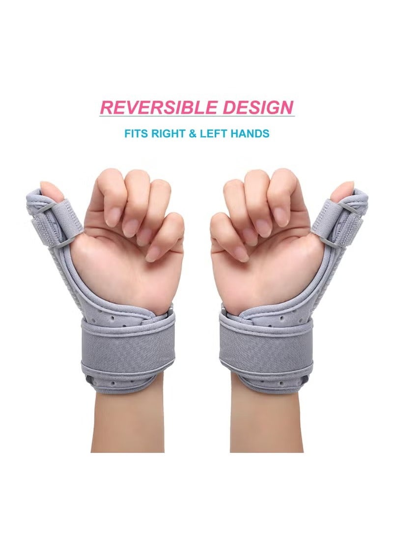 Reversible Thumb and Wrist Brace for Both Hands Comfortable Spica Support Splint for Sprains Arthritis BlackBerry Thumb Lightweight and Breathable Unisex Gray 1 Pack - Image 3