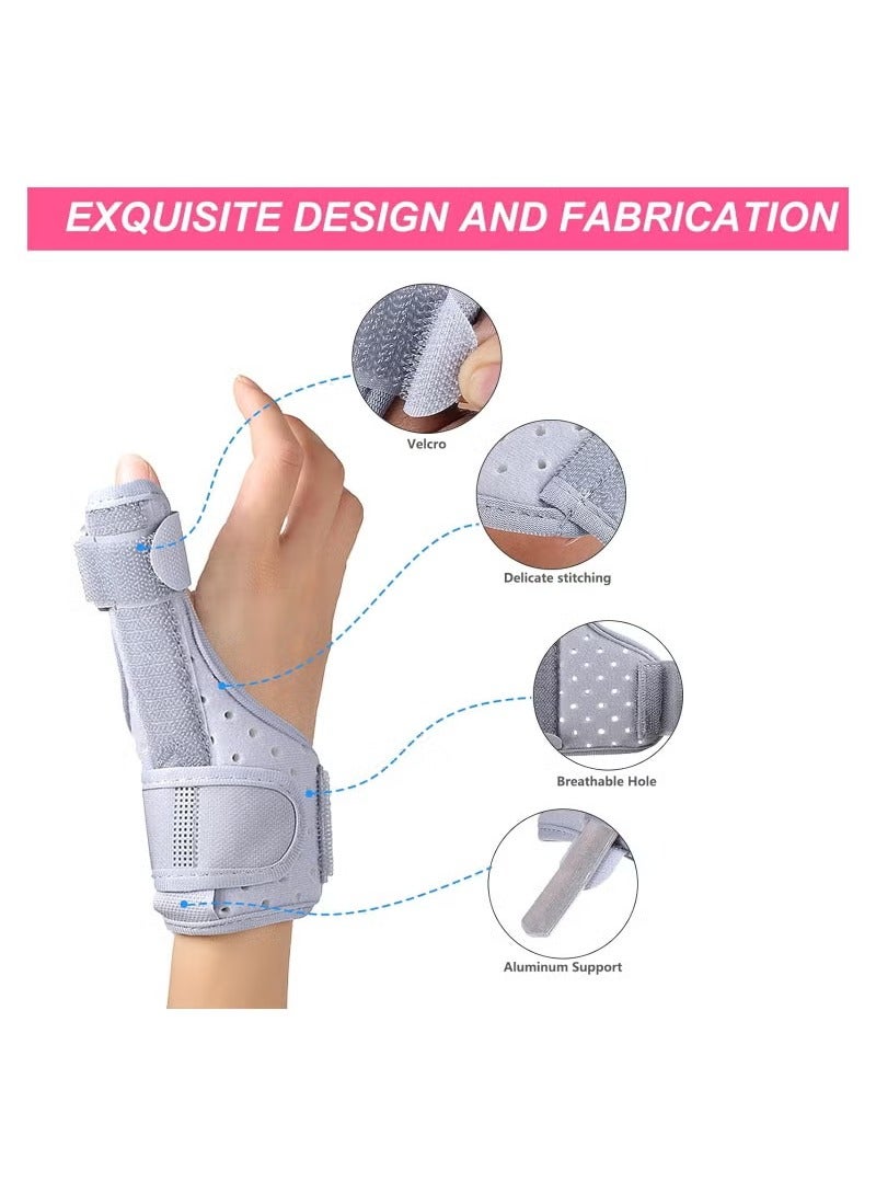 Reversible Thumb and Wrist Brace for Both Hands Comfortable Spica Support Splint for Sprains Arthritis BlackBerry Thumb Lightweight and Breathable Unisex Gray 1 Pack - Image 4