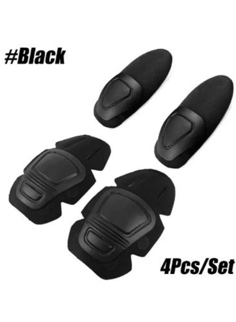 AROAQ Military Tactical Knee Pads Elbow Pad Set Airsoft Protective Elbow Pads Combat Paintball Sports Safety Protective Gear 4 Pieces/Set - Image 1
