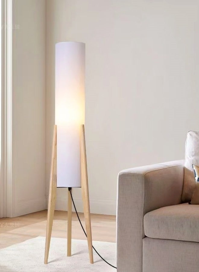 سي آند سي هوم تصميم فني شخصي على الطراز الشمالي القديم مصباح أرضي للجو الأرضي مع أرجل خشبية ثلاثي الألوان للتحكم في السطوع عاكس الضوء مصباح أرضي للزاوية المزخرفة لغرفة المعيشة وغرفة النوم والفنادق والمحلات التجارية والمكتب 26 × 126.8 سم - Image 1
