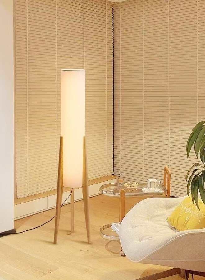 سي آند سي هوم تصميم فني شخصي على الطراز الشمالي القديم مصباح أرضي للجو الأرضي مع أرجل خشبية ثلاثي الألوان للتحكم في السطوع عاكس الضوء مصباح أرضي للزاوية المزخرفة لغرفة المعيشة وغرفة النوم والفنادق والمحلات التجارية والمكتب 26 × 126.8 سم - Image 4