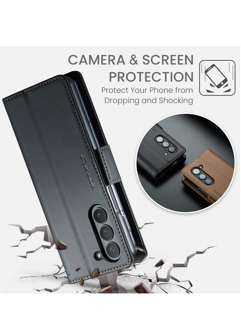 General Samsung Galaxy S24/S 24 Pllus/S 24 Ultra Genuine Leather Wallet Case, Detachable 2 in 1 Split Leather Wallet Phone Cover,Magnetic Pouch Shell  - Image 4