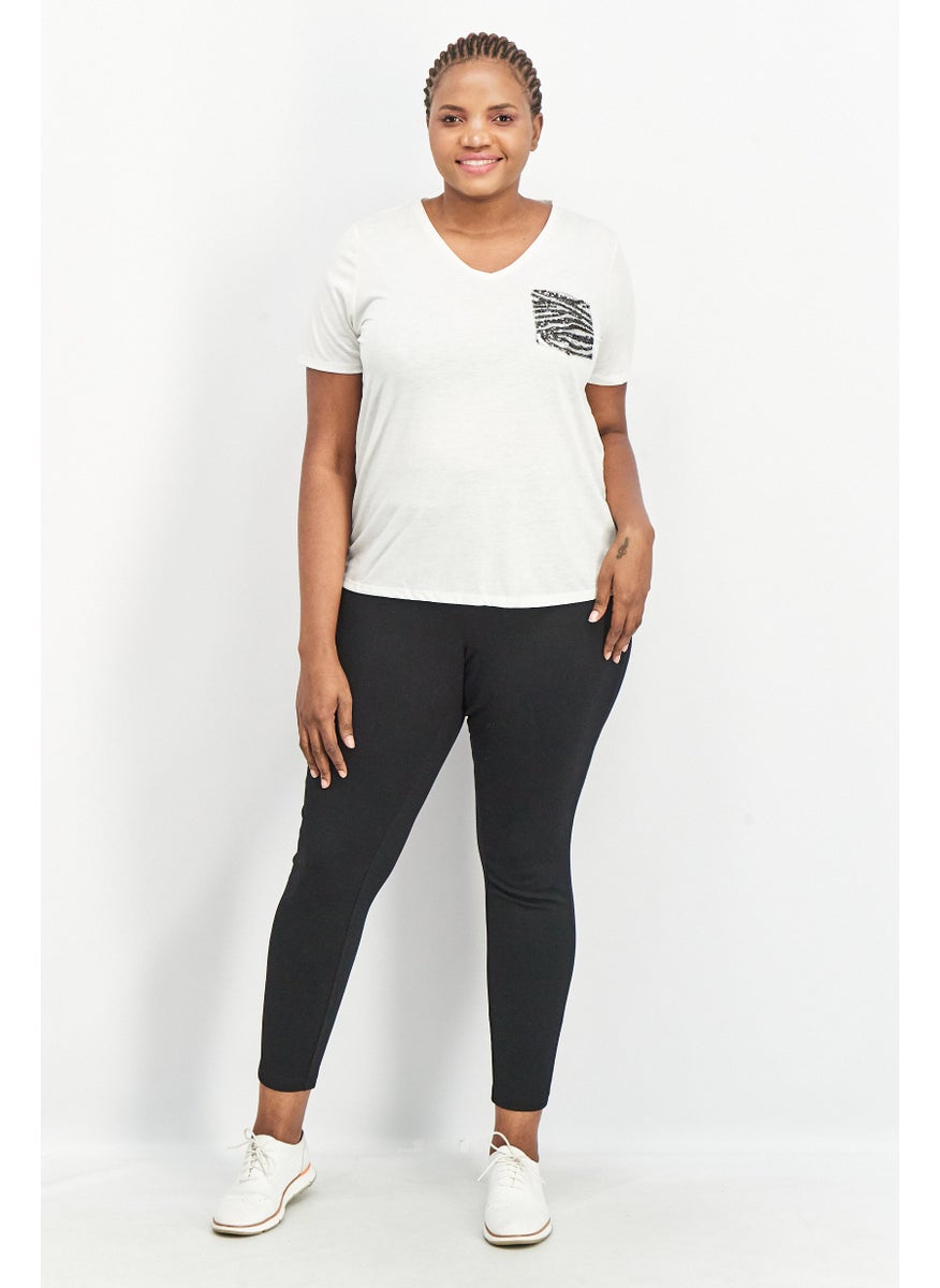 DeFacto - Women V Neck Short Sleeve Top, White - Image 1