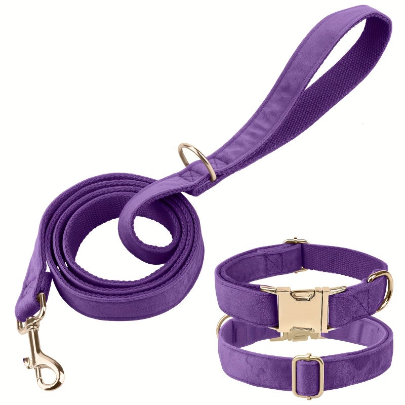 Rose Red Velvet Dog Collar and Leash Set for Small Medium Large Dogs - Image 5