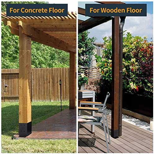AXWHYS 4×4 Post Base 4 Pcs, (Inner Size 3.6"x3.6") Post Brackets, Heavy Duty Black Metal Powder-Coated Thick Steel Post Anchor Outdoor for Support Deck Base Plate Pergola Brackets Fence Kit - Image 4