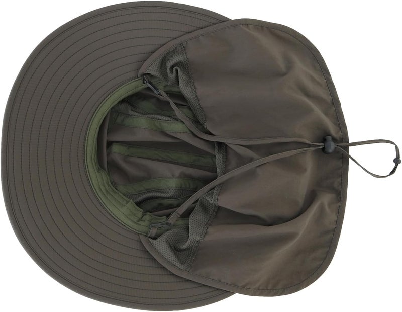 Home Prefer UPF 50+ Mens Wide Brim Fishing Hat with Neck Flap Sun Hat for Men Women Sun Protection Cap - Image 3