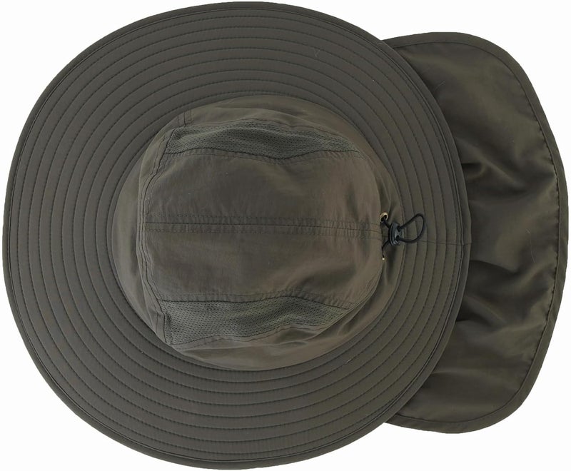 Home Prefer UPF 50+ Mens Wide Brim Fishing Hat with Neck Flap Sun Hat for Men Women Sun Protection Cap - Image 2