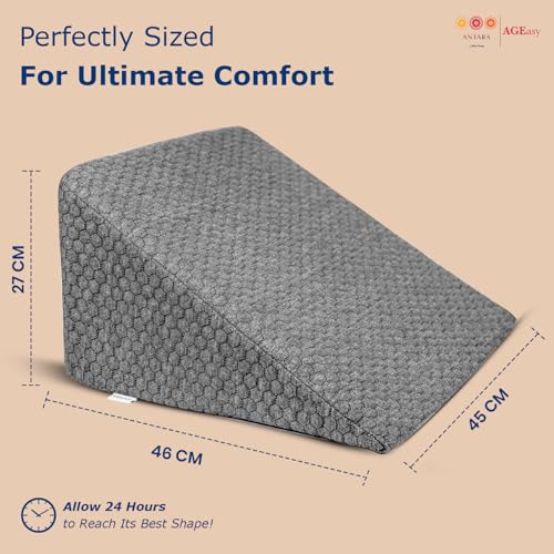 AGEasy Antara Wedge Pillow | 100% Memory Foam Orthopedic/Triangular Cushion for Back Support, Leg Elevation, Pregnancy, Acid Reflux, Snoring | Improves Comfort & Posture While Sitting/Working on Bed - Image 5