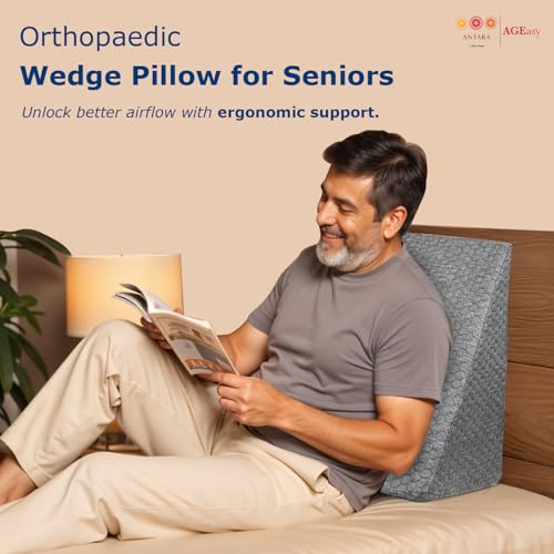 AGEasy Antara Wedge Pillow | 100% Memory Foam Orthopedic/Triangular Cushion for Back Support, Leg Elevation, Pregnancy, Acid Reflux, Snoring | Improves Comfort & Posture While Sitting/Working on Bed - Image 4