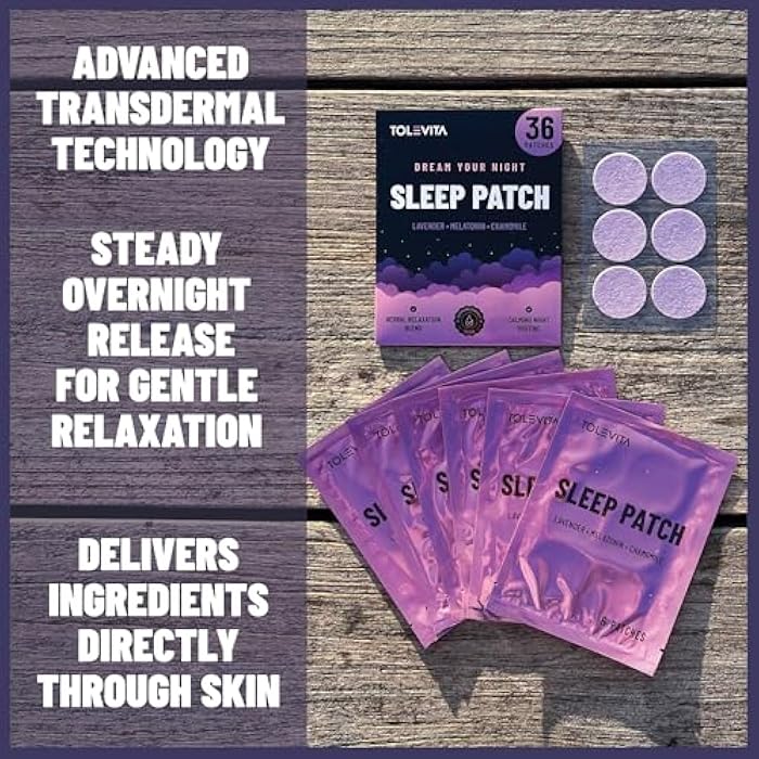 TOLEVITA Sleep Patches 36 Pcs – Nighttime Relaxation with Melatonin, Lavender, L-Theanine, GABA & Herbal Botanicals for Calm Evenings - Image 5