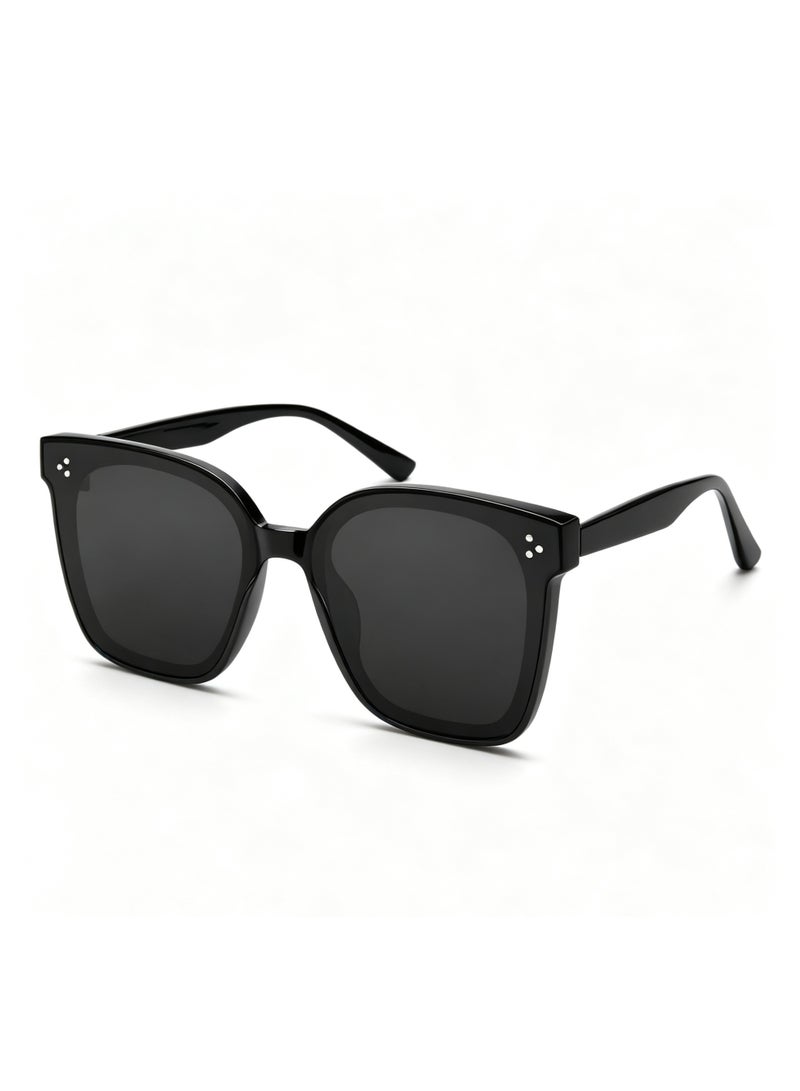 Unisex Polarized Square Sunglasses with UV400 Protection, Lightweight PC Frame, Black - Image 1