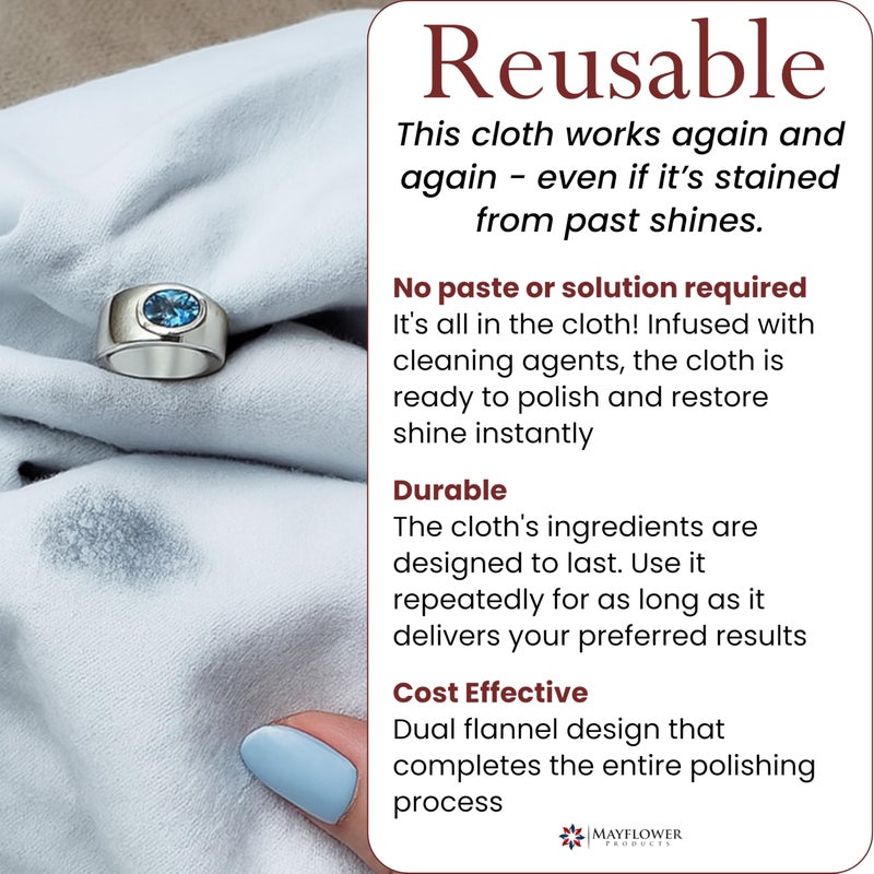 Mayflower Products Pro Size Polishing Cleaning Cloth Pure Cotton Made in USA for Gold, Silver, and Platinum Jewelry, Eco Friendly Large Cleaner Cloth 11 x 14 in. Keeps Jewelry Clean and Shiny - Image 5