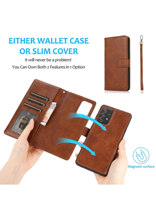 S-TOP Case For Samsung Galaxy A73 5G Calf Texture 2 in 1 Detachable Magnetic Back Cover Leather Case - Image 4