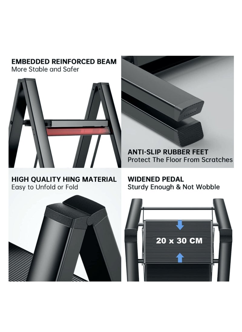 HEXAR - Multipurpose Step Ladder Folding Ladder with Anti-Slip Pedal Folding Step Stool Portable Lightweight Foldable Stepladder for Home Kitchen Library Office 150 KG Capacity (4 STEPS) - Image 1