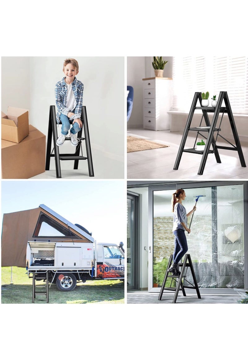 HEXAR - Multipurpose Step Ladder Folding Ladder with Anti-Slip Pedal Folding Step Stool Portable Lightweight Foldable Stepladder for Home Kitchen Library Office 150 KG Capacity (4 STEPS) - Image 1