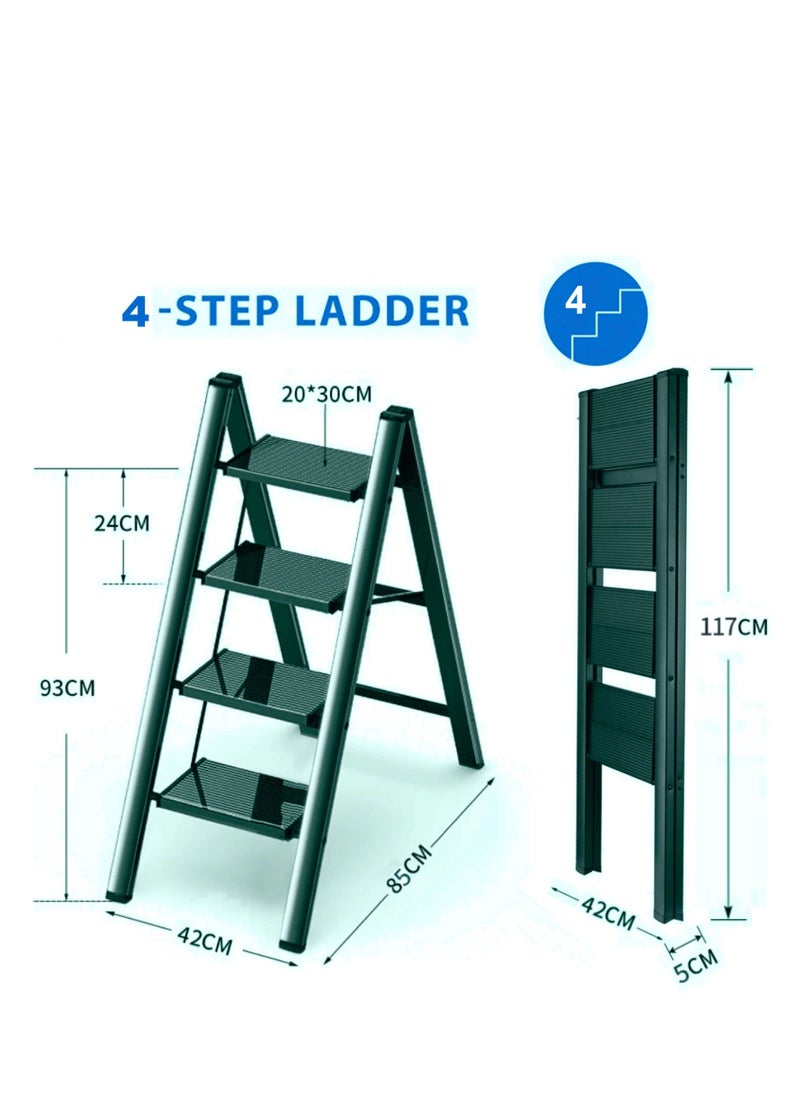 HEXAR - Multipurpose Step Ladder Folding Ladder with Anti-Slip Pedal Folding Step Stool Portable Lightweight Foldable Stepladder for Home Kitchen Library Office 150 KG Capacity (4 STEPS) - Image 1