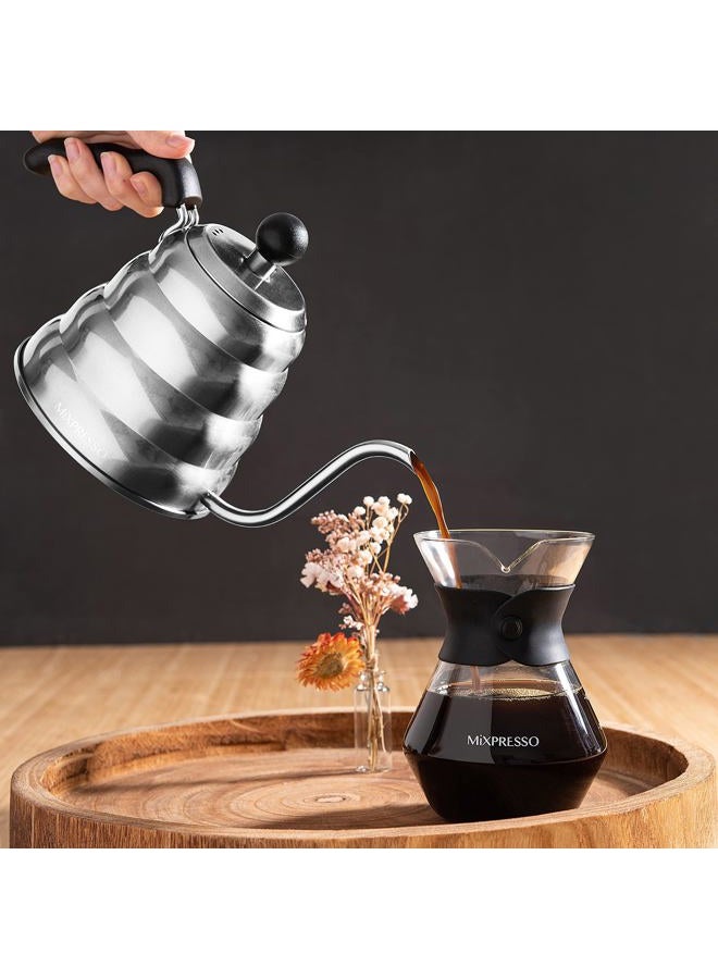 Mixpresso Gooseneck Pour Over Coffee Kettle, Barista Pour Control Design, Ideal for Coffee and Tea, High-Grade Stainless Steel I 1.2 Liter (40 OZ), Induction Cooker Stovetop Kettle (Stainless Steel) - Image 4