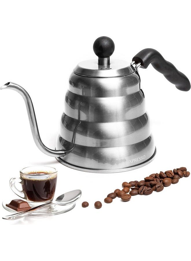 Mixpresso Gooseneck Pour Over Coffee Kettle, Barista Pour Control Design, Ideal for Coffee and Tea, High-Grade Stainless Steel I 1.2 Liter (40 OZ), Induction Cooker Stovetop Kettle (Stainless Steel) - Image 1