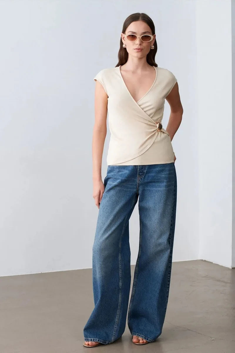 DILVIN Women’s Slim Fit Wrap Blouse