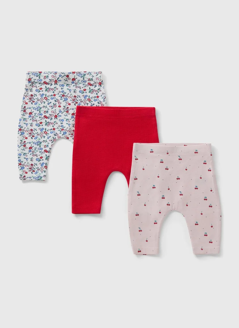 Matalan 3 Pack Baby Multicolour Cherry Floral Leggings