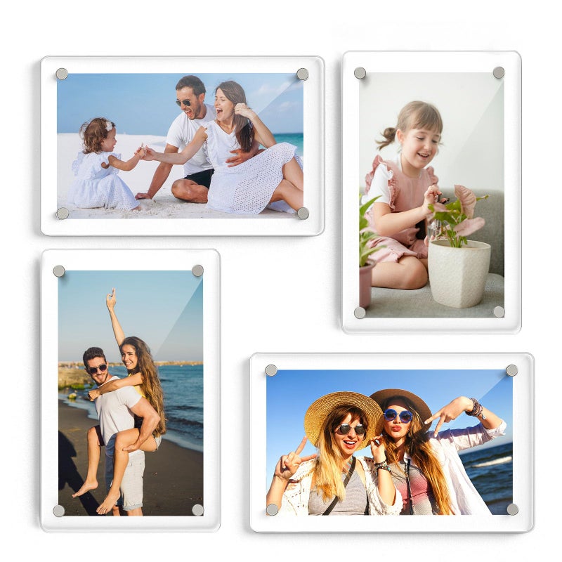 DomeStar 4 x 6 Magnet Picture Frames for Fridge 4 Pack Acrylic Fridge Magnetic Frames for Photo Postcard Office Home Decor - Image 2