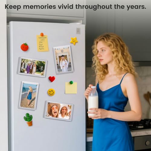 DomeStar 4 x 6 Magnet Picture Frames for Fridge 4 Pack Acrylic Fridge Magnetic Frames for Photo Postcard Office Home Decor - Image 3