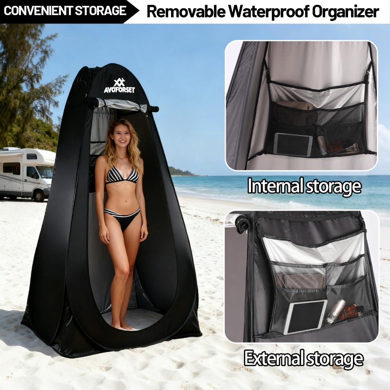AVOFOREST Pop Up Privacy Tent - Camping Shower Tent,Instant Shower Changing Room with 8 Pcs Ground Stakes Portable Toilet Dressing Room for Camping,Beach,Hiking Angling Black - Image 5