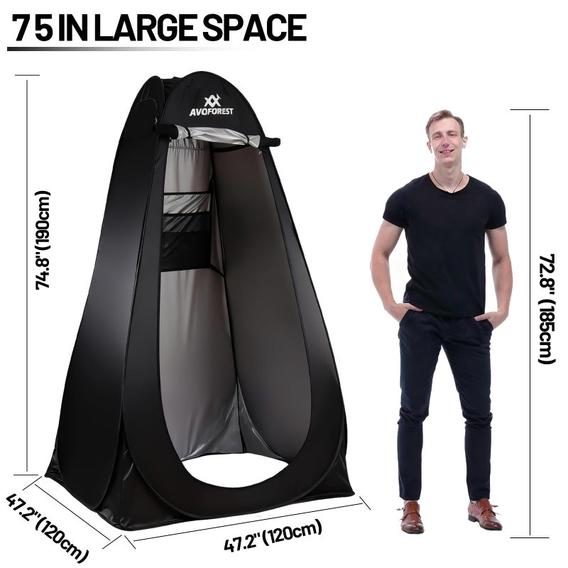 AVOFOREST Pop Up Privacy Tent - Camping Shower Tent,Instant Shower Changing Room with 8 Pcs Ground Stakes Portable Toilet Dressing Room for Camping,Beach,Hiking Angling Black - Image 3