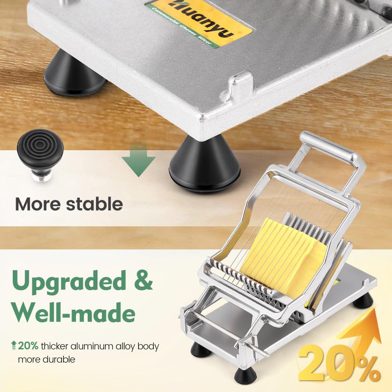 Huanyu Huanyu Cheese Slicer Commercial Block Cheeses Cutter Board with 316 Stainless Steel Wire Aluminum Alloy Body 3/8 IN&3/4 IN Removable Butter Cutting Blade Replaceable  - Image 2