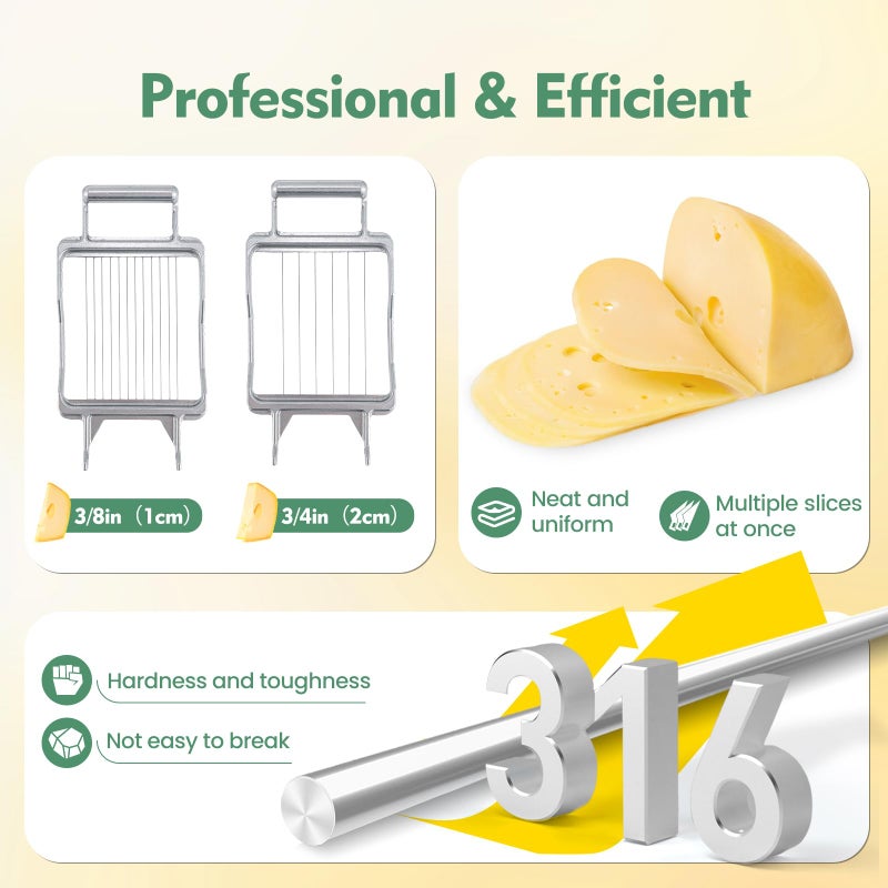Huanyu Huanyu Cheese Slicer Commercial Block Cheeses Cutter Board with 316 Stainless Steel Wire Aluminum Alloy Body 3/8 IN&3/4 IN Removable Butter Cutting Blade Replaceable  - Image 3