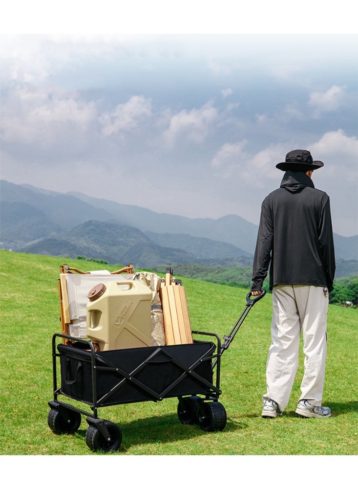 Collapsible Wagon, All-Terrain Wheels, Carbon steel frame, Foldable Desgin, Portable Transport Trailer, Heavy Duty Utility Cart for Grocery Gardening Shopping Camping Picnic, K01-Black - Image 3