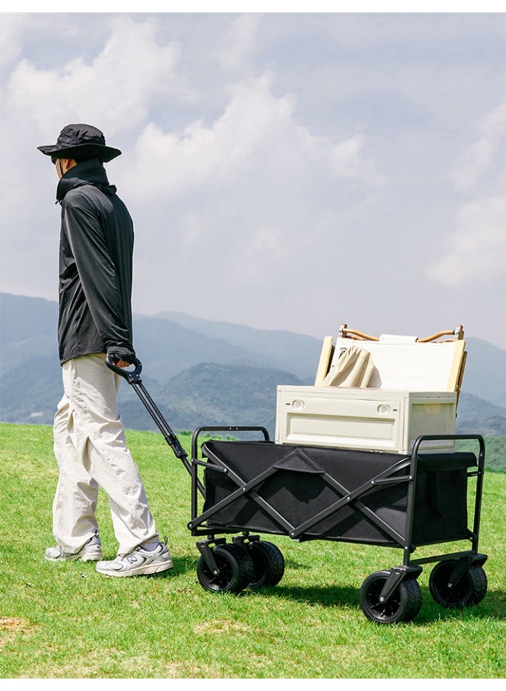 Collapsible Wagon, All-Terrain Wheels, Carbon steel frame, Foldable Desgin, Portable Transport Trailer, Heavy Duty Utility Cart for Grocery Gardening Shopping Camping Picnic, K01-Black - Image 4