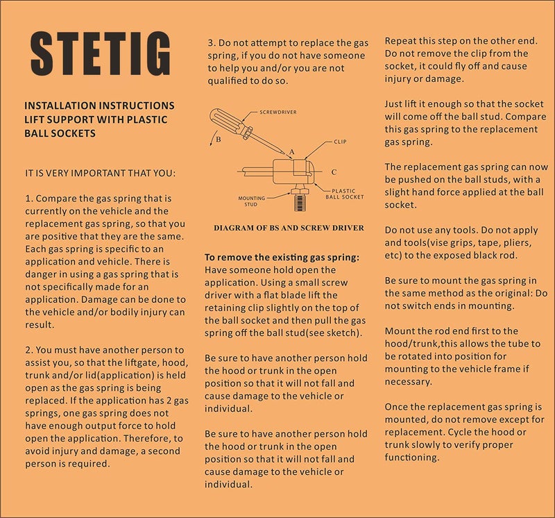 STETIG 2 قطع دعائم رفع باب الخلفي متوافقة مع دودج 07-12 كاليبر (ملاحظة: هاتشباك مع مكبرات صوت خلفية/مكبرات صوت قابلة للتعديل) - Image 4