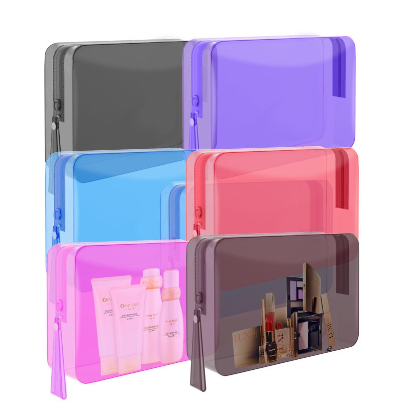 ZHOOGE 6 Pack Clear Cosmetic Bag Makeup Bags Toiletry Bag with Zipper and Handle, TSA Approved Clear Organizer Bags, PVC Cosmetic Pouch for Women and Men Fit Carry-on Travel Essentials - Image 4