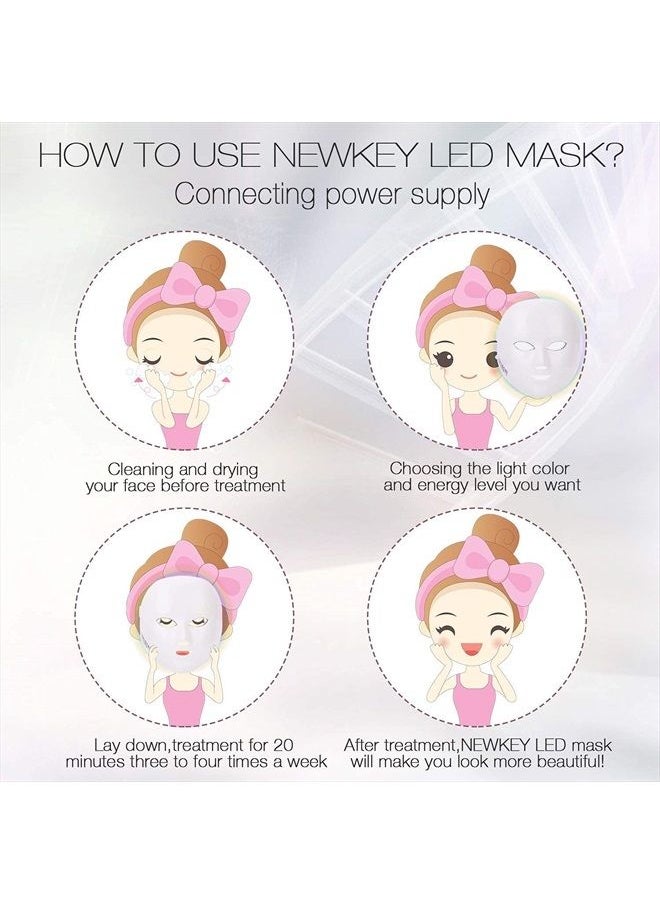 NEWKEY - Led Face Mask Light Therapy, 7 led Light Therapy for Facial Skin Care - Blue & Red Light for Acne Photon Mask - Korea PDT Technology for Acne Reduction - Image 1